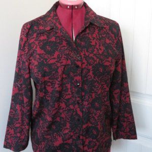 GEORGE Classics RED & Black Sparkly 3/4 Sleeve Blouse XL (16) (K245)